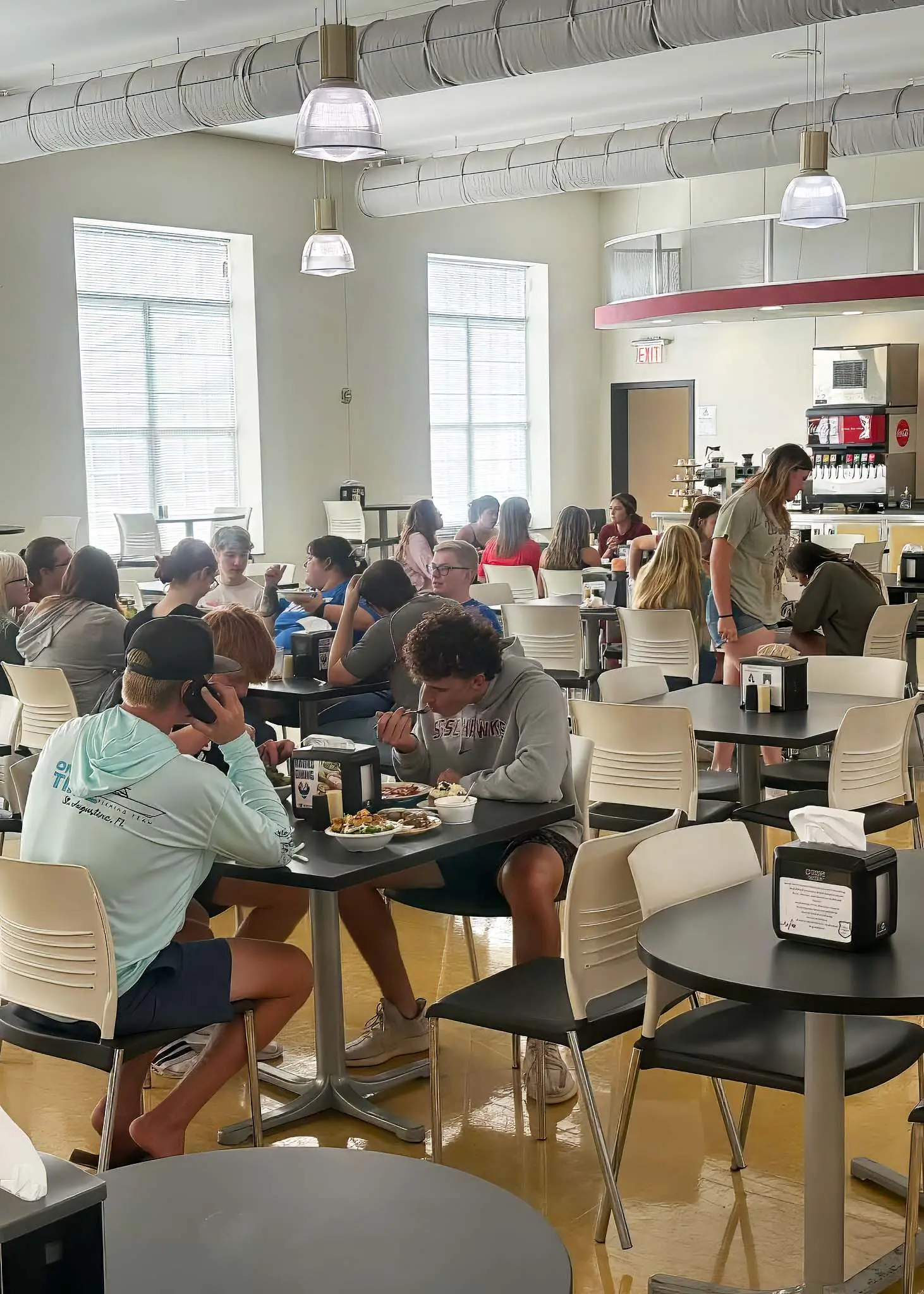 Students eating in dining hall